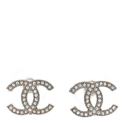Chanel Crystal CC Earrings Silver 1 of 4