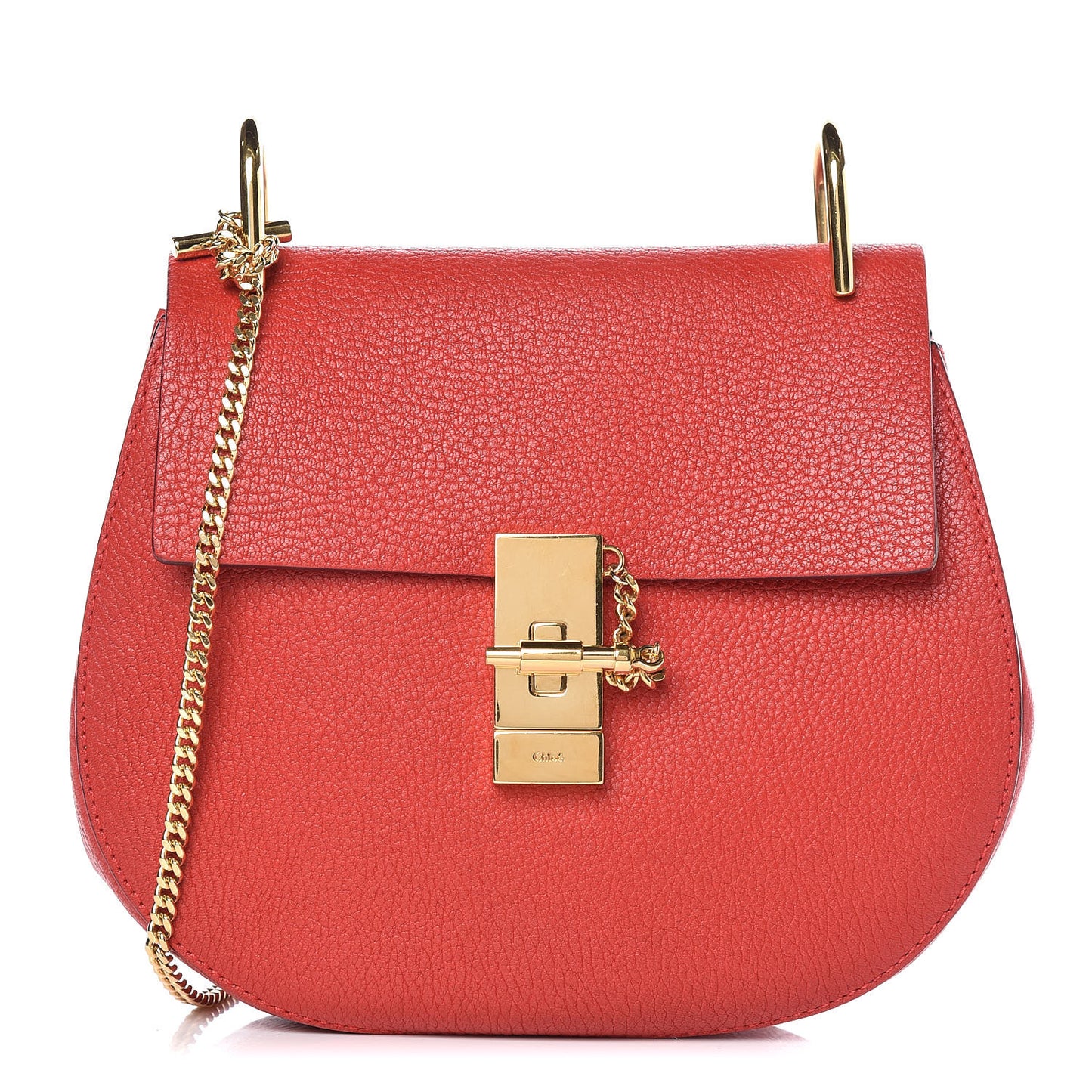Grained Lambskin Drew Shoulder Bag Plaid Red