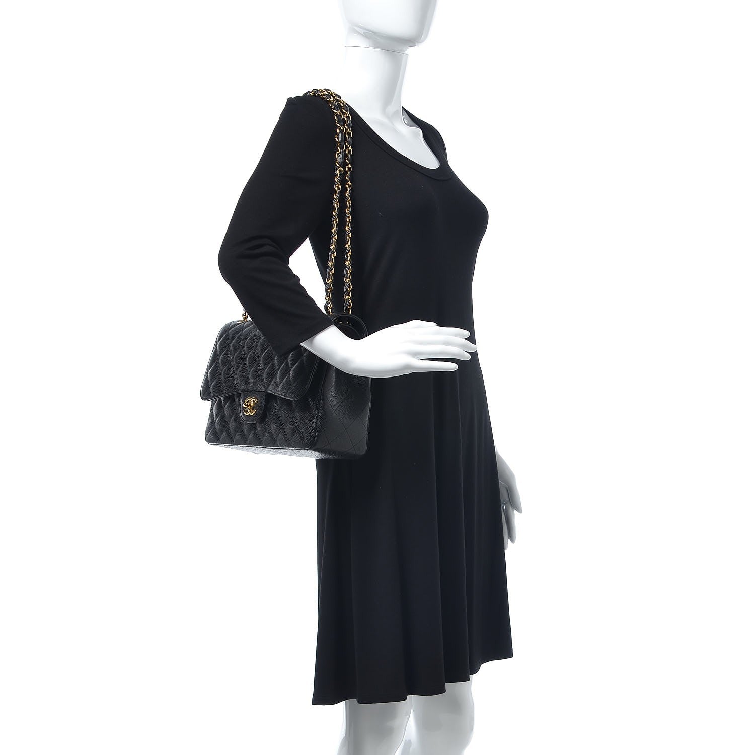 Chanel Caviar Quilted Jumbo Double Flap Black 3 of 9