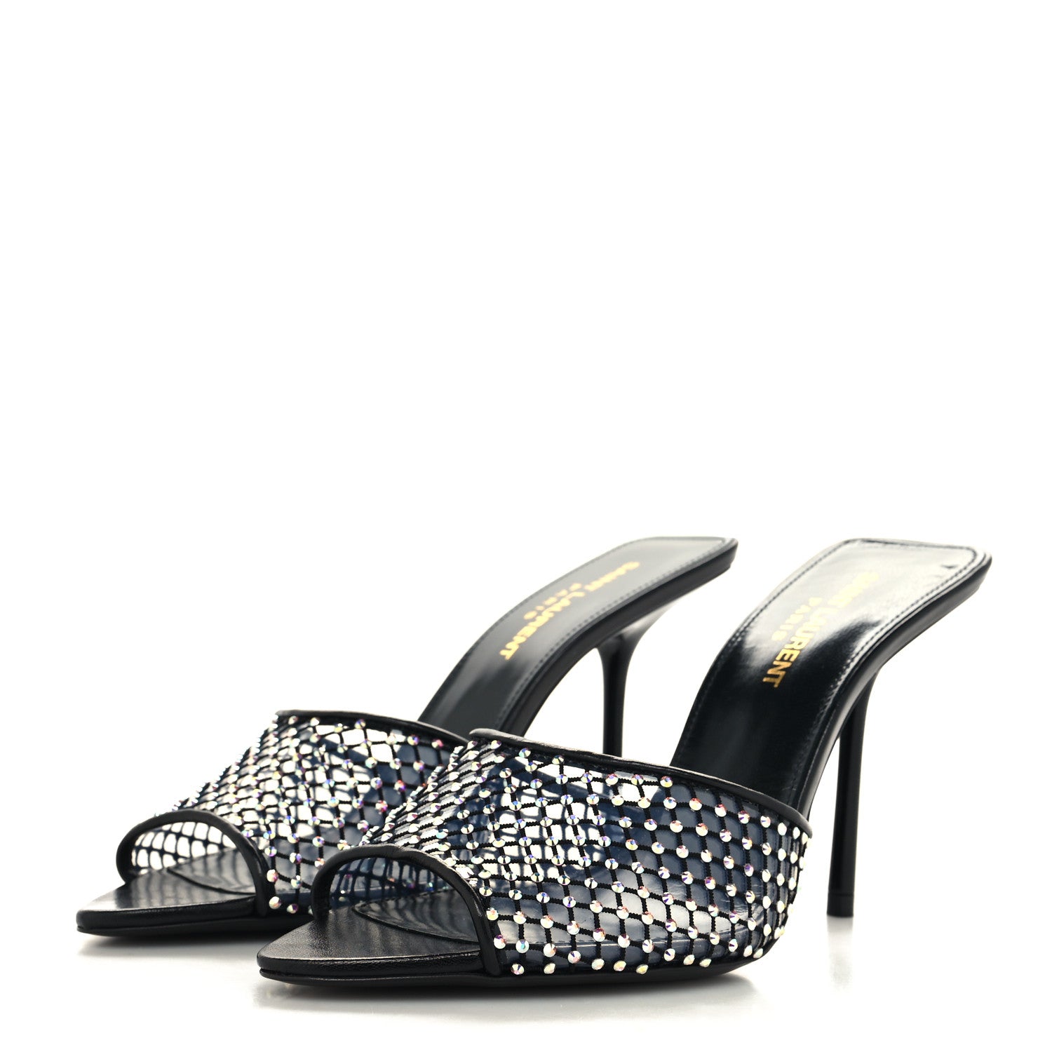 Saint Laurent Mesh Strass Giqua 95 Mule Sandals 36.5 Black 3 of 8
