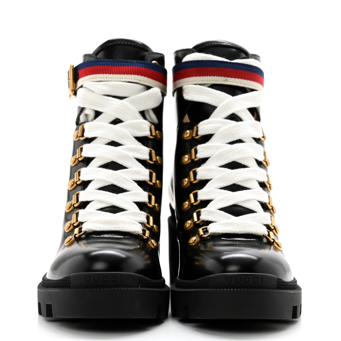 Calfskin Sylvie Web Womens Lace Up Combat Boots 37.5 Black