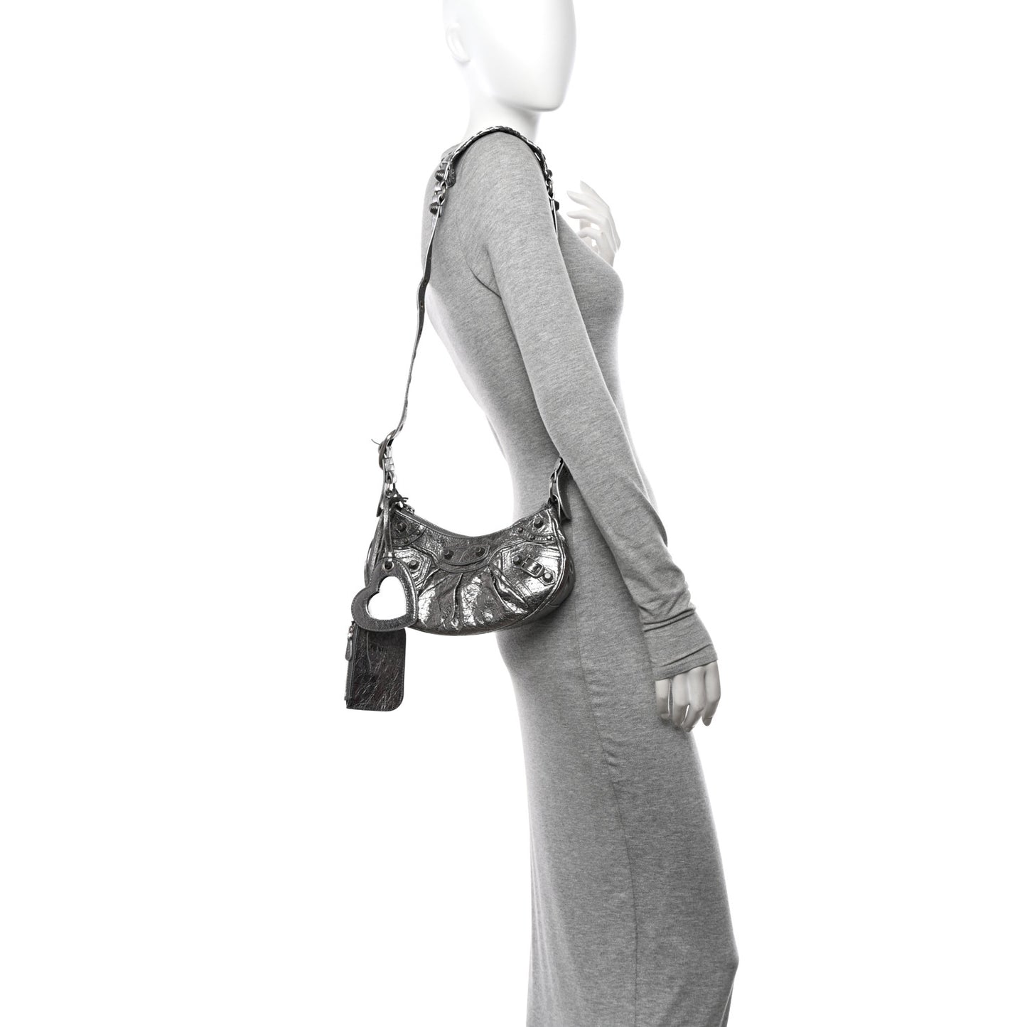 Metallic Agneau Arena Le Cagole Shoulder Bag XS Silver