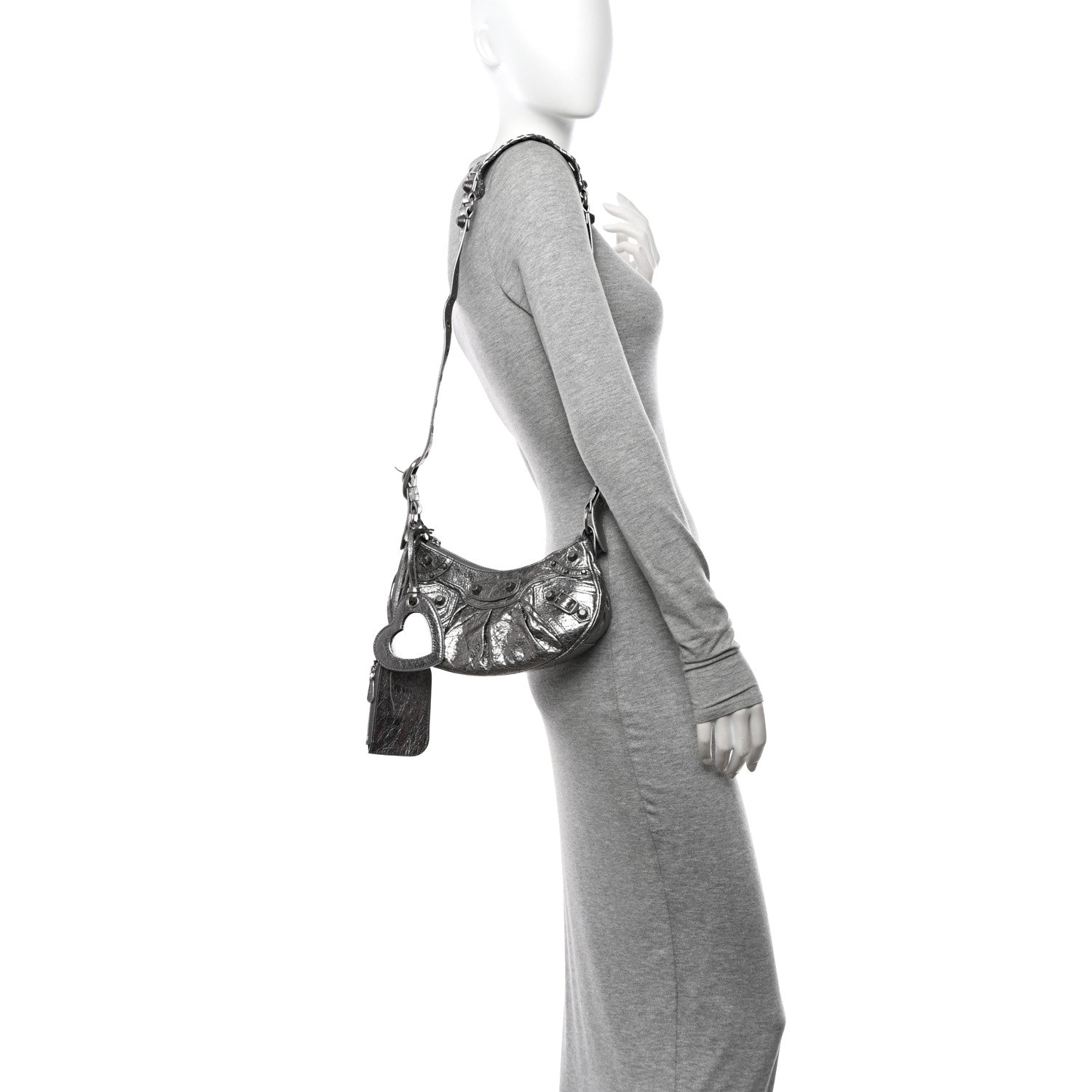 Balenciaga Metallic Agneau Arena Le Cagole Shoulder Bag XS Silver 2 of 11