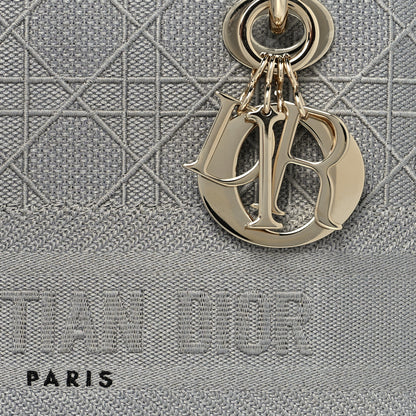 Christian Dior Canvas Embroidered Cannage Medium Lady D-Lite Gray 7 of 10