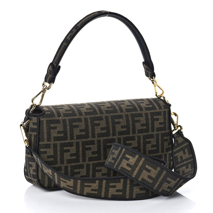Fendi Fabric Jacquard FF 1974 Medium Baguette Tobacco Moro Black 3 of 9