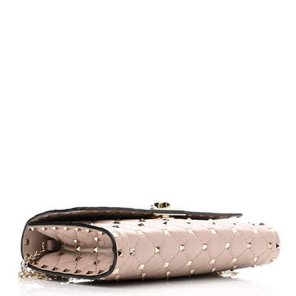 Valentino Garavani Lambskin Rockstud Spike Wallet on Chain Poudre 4 of 9
