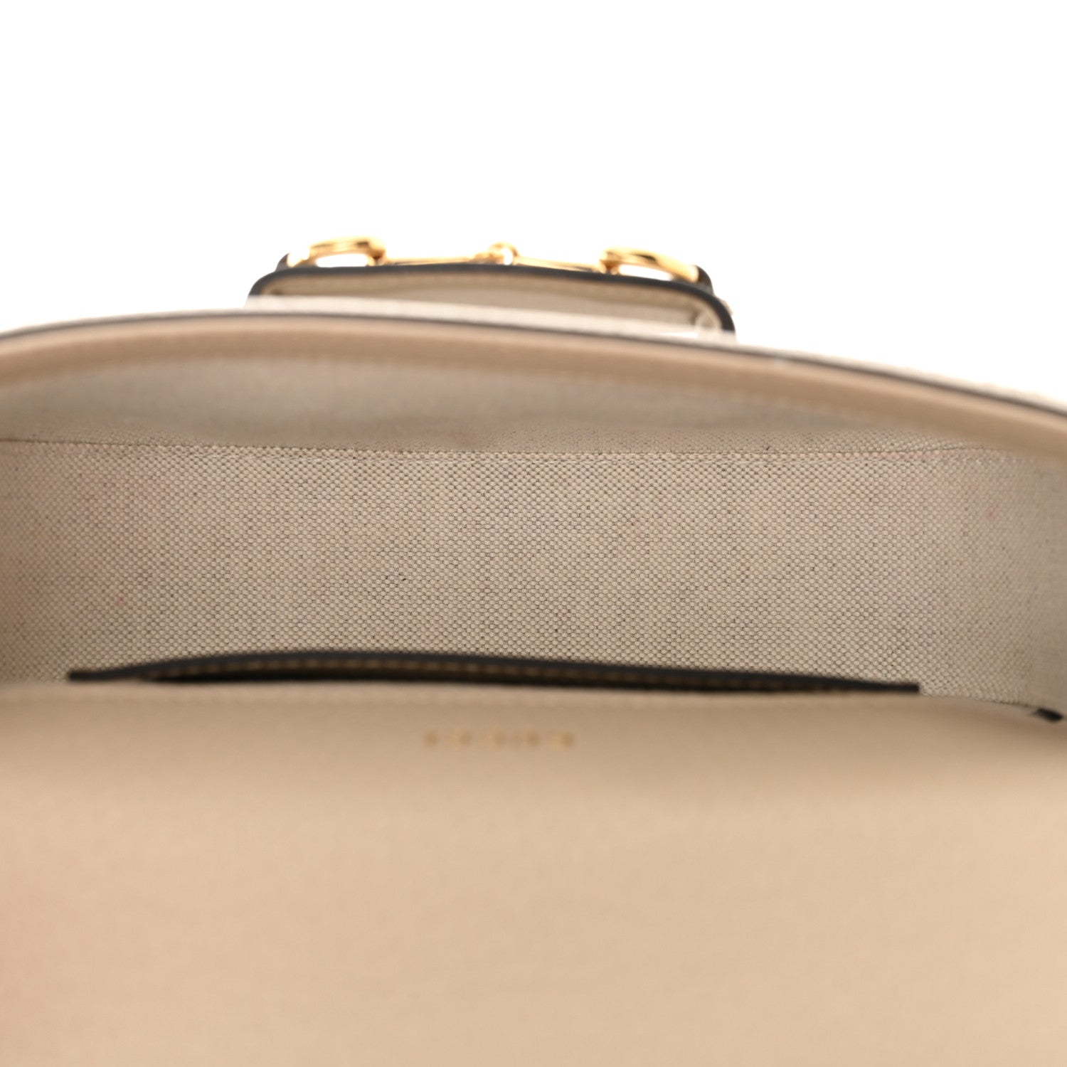 Gucci GG Supreme Monogram Textured Dollar Calfskin Web Mini Horsebit 1955 Shoulder Bag Beige Mystic White Oatmeal 5 of 12