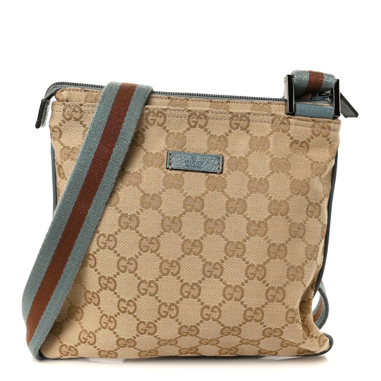 Monogram Web Small Flat Messenger Bag Blue