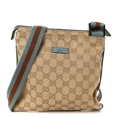 Gucci Monogram Web Small Flat Messenger Bag Blue 1 of 11