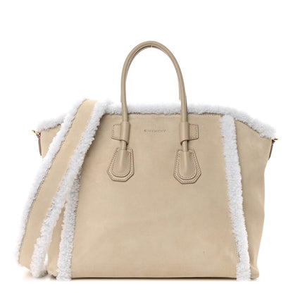 Givenchy Suede Shearling Small Antigona Natural Beige 1 of 9