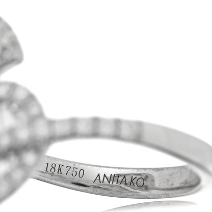 Anita Ko 18K White Gold Diamond Medium Palm Leaf Ring 54 7 4 of 5
