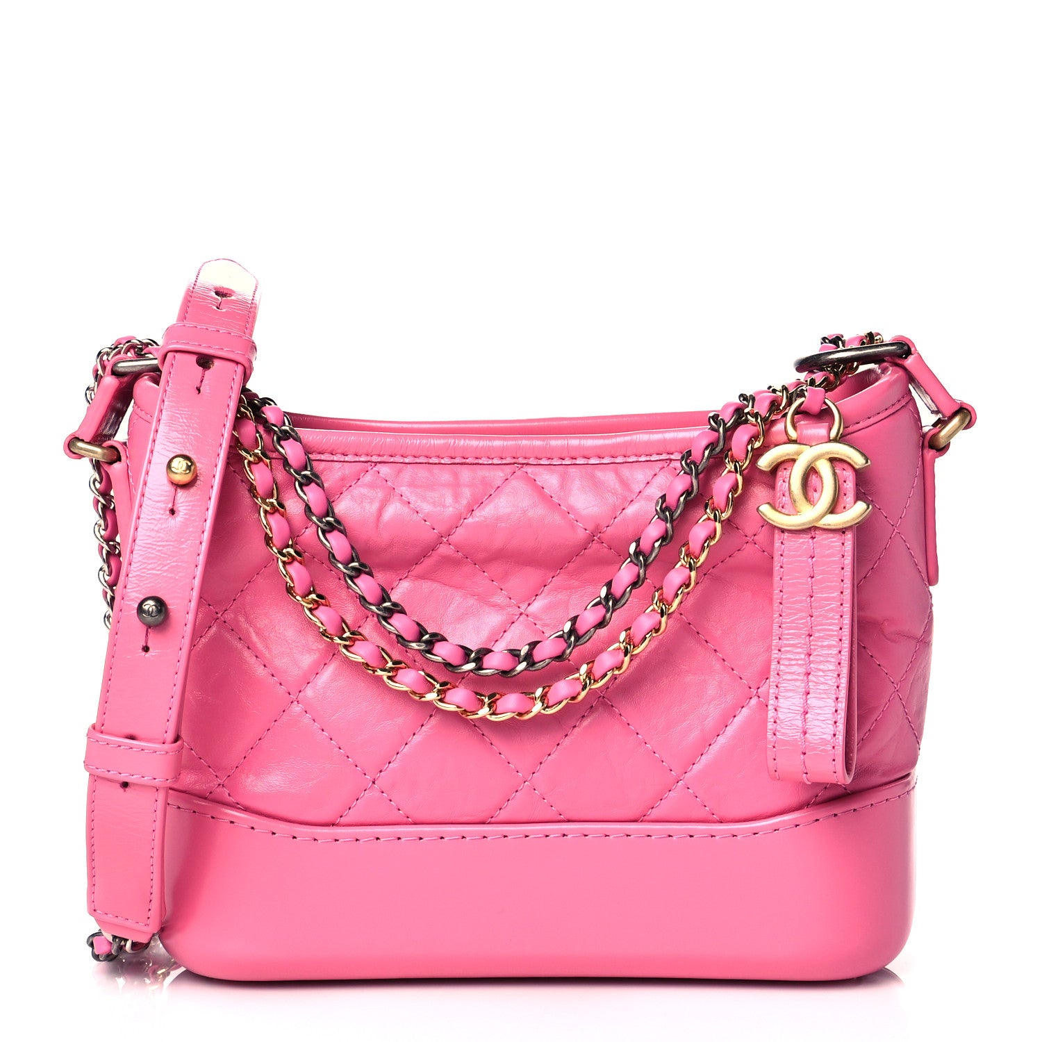 Chanel Aged Calfskin Quilted Small Gabrielle Hobo Rose 1 of 10