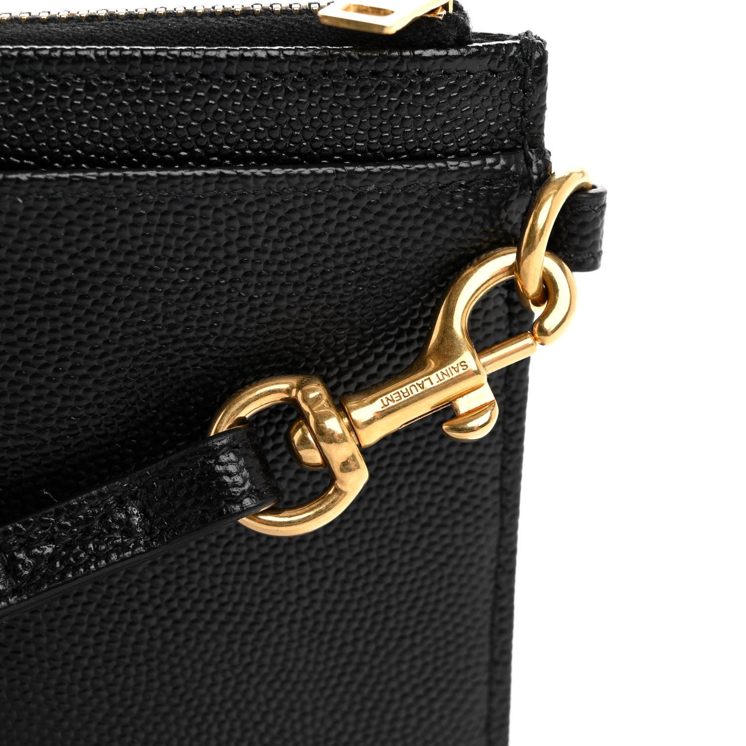 Saint Laurent Grain De Poudre Chevron Monogram Large Bill Pouch Black 9 of 10