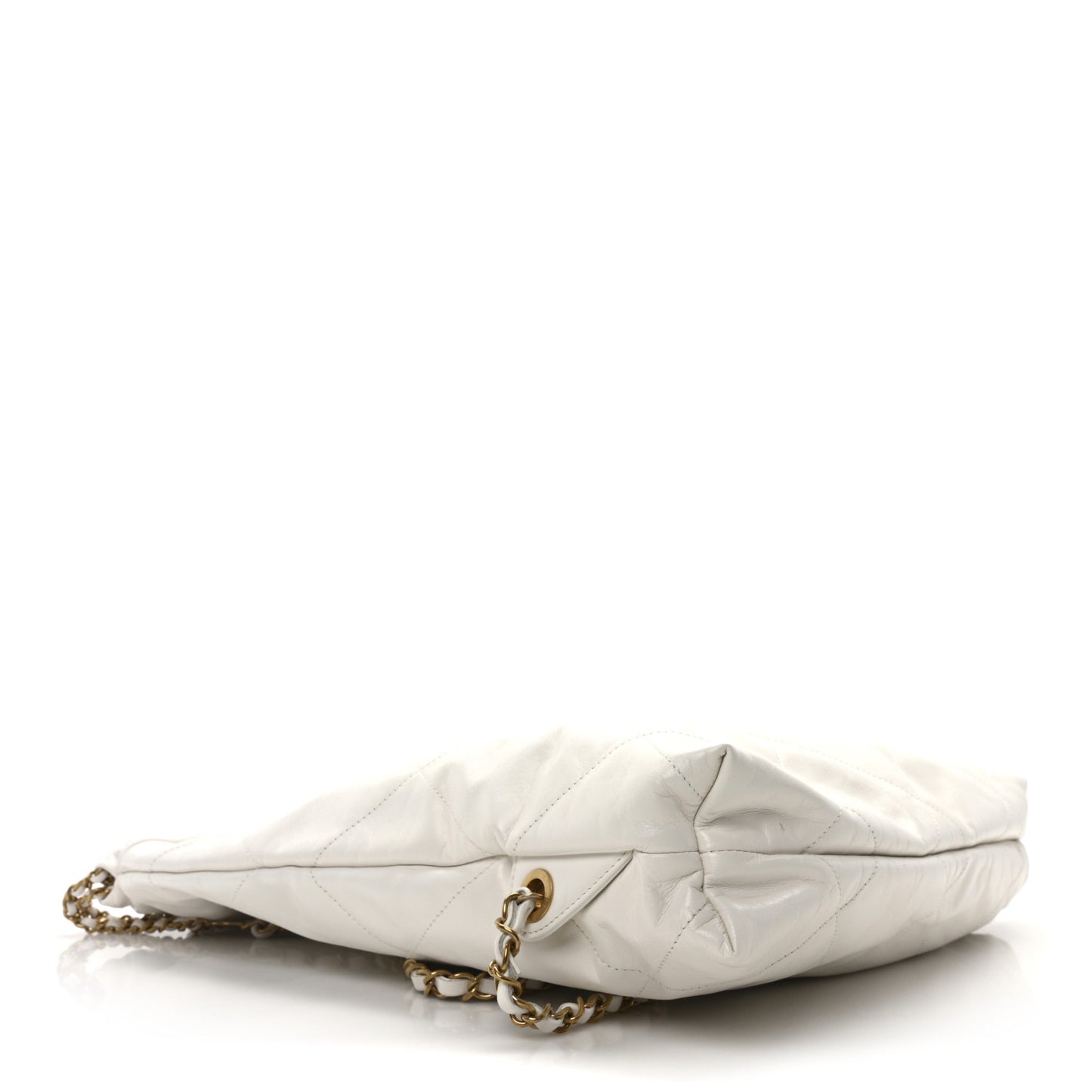 Shiny Calfskin Quilted Chanel 22 Backpack White