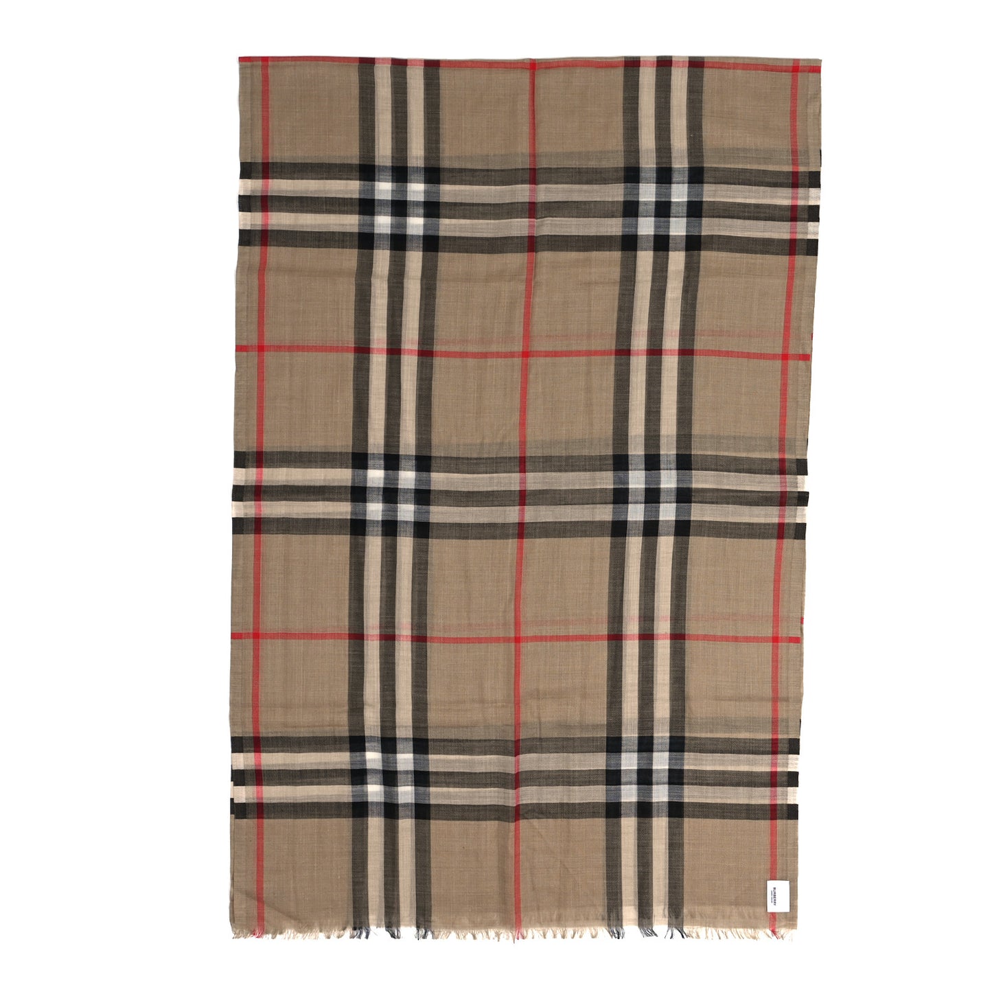 Wool Silk House Check Lightweight Scarf Archive Beige