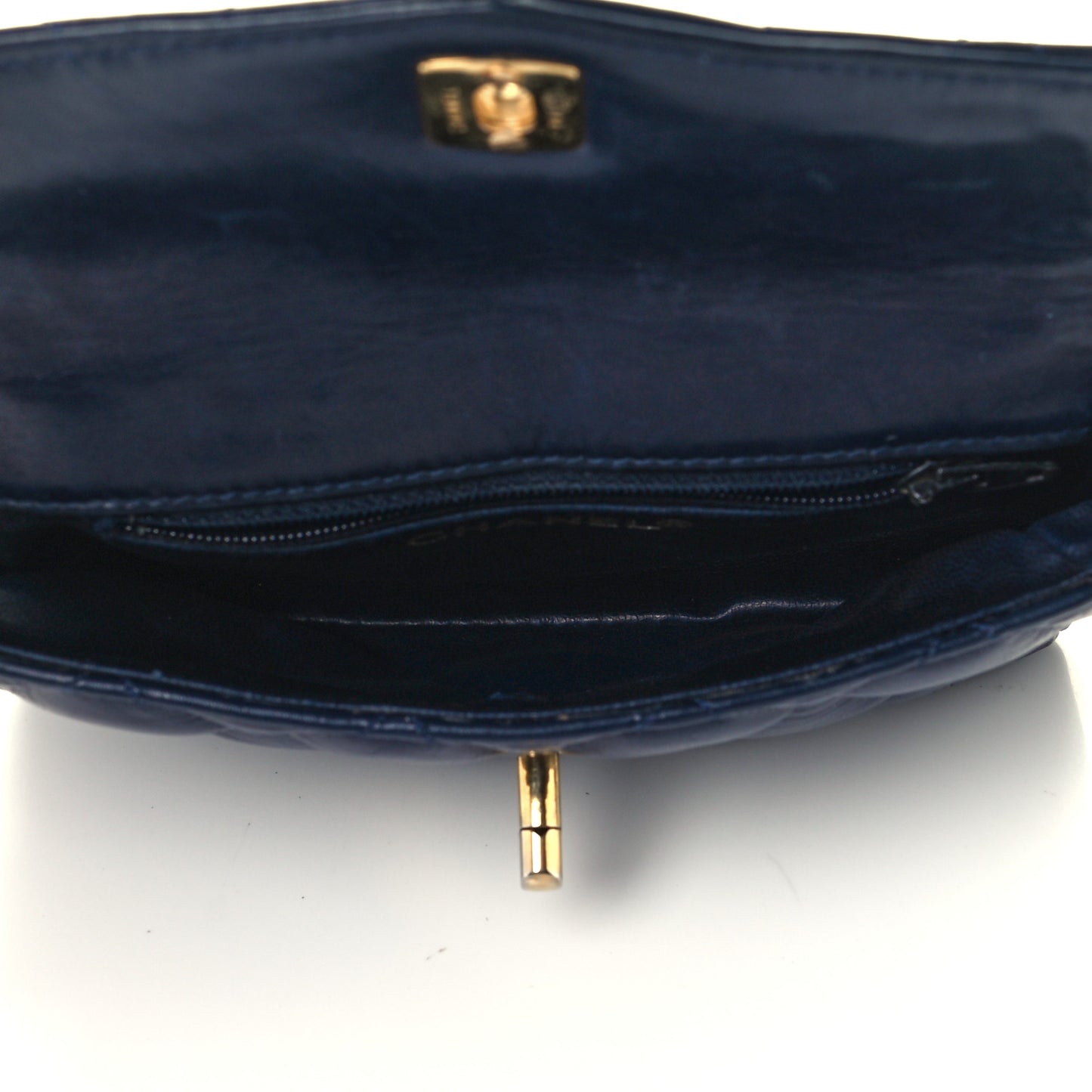 Lambskin Quilted Flap Waist Belt Bag Navy