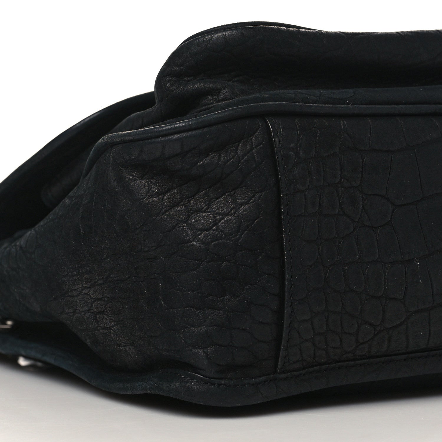 Saint Laurent Nubuck Crocodile Embossed Monogram Medium Niki Chain Satchel Black 9 of 11