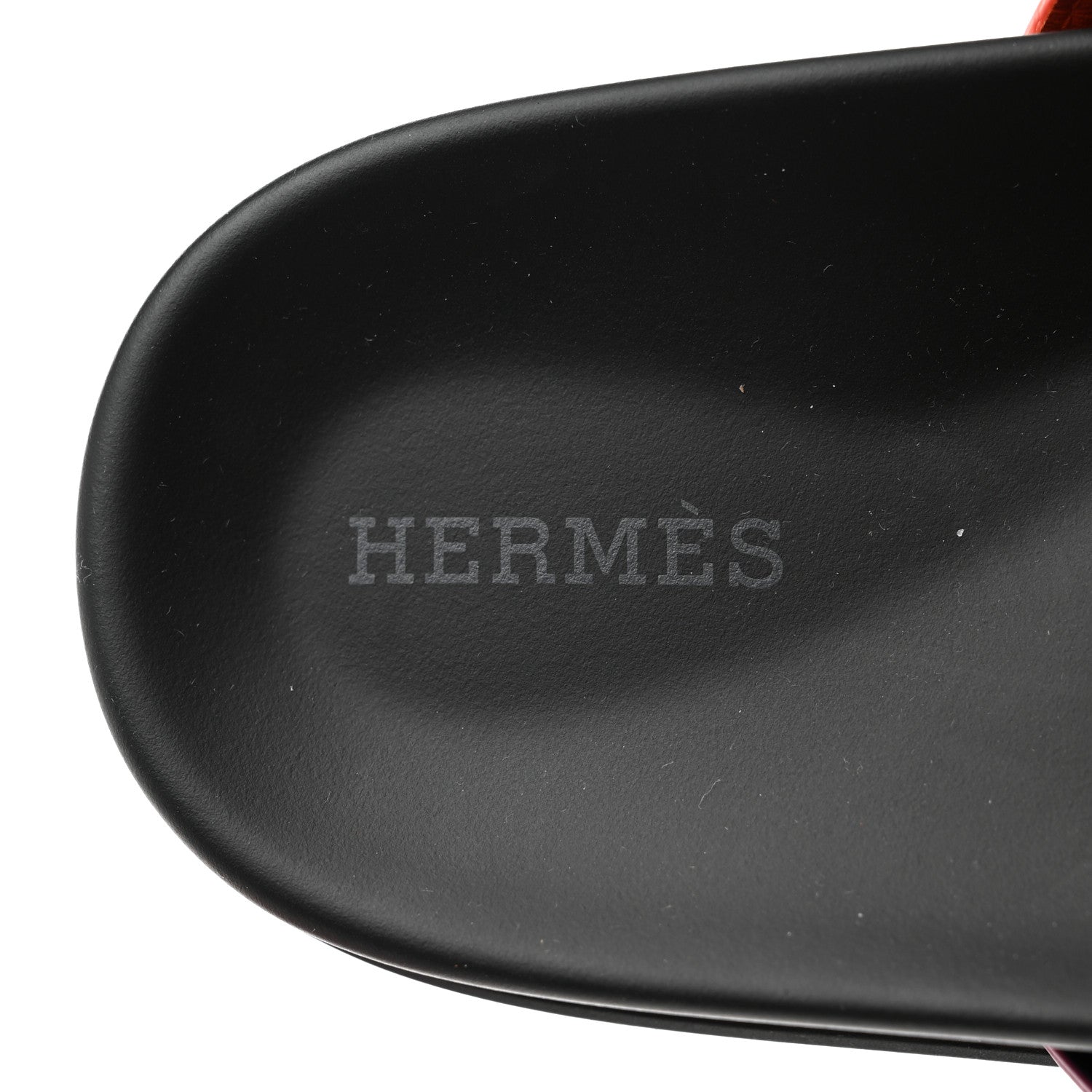 Hermes Suede Goatskin Womens Chypre Sandals 37.5 Rose Chapas Orange Synthetique 7 of 8