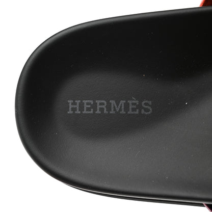Hermes Suede Goatskin Womens Chypre Sandals 37.5 Rose Chapas Orange Synthetique 7 of 8