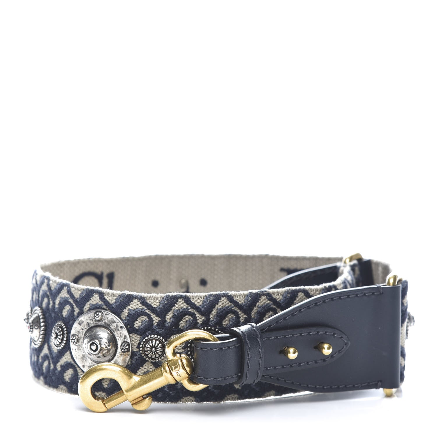 Christian Dior Oblique Studded Shoulder Strap Blue 1 of 4