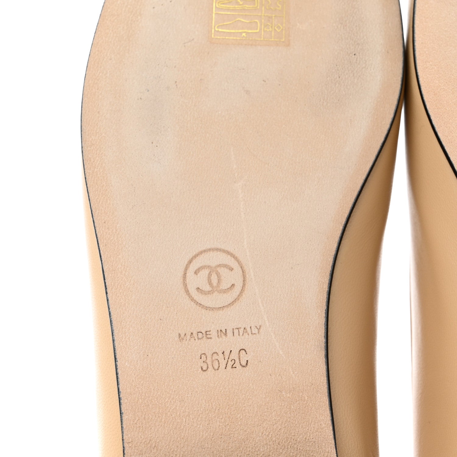 Chanel Lambskin Grosgrain Cap Toe Pearl CC Ballerina Flats 36.5 Beige Black 6 of 8