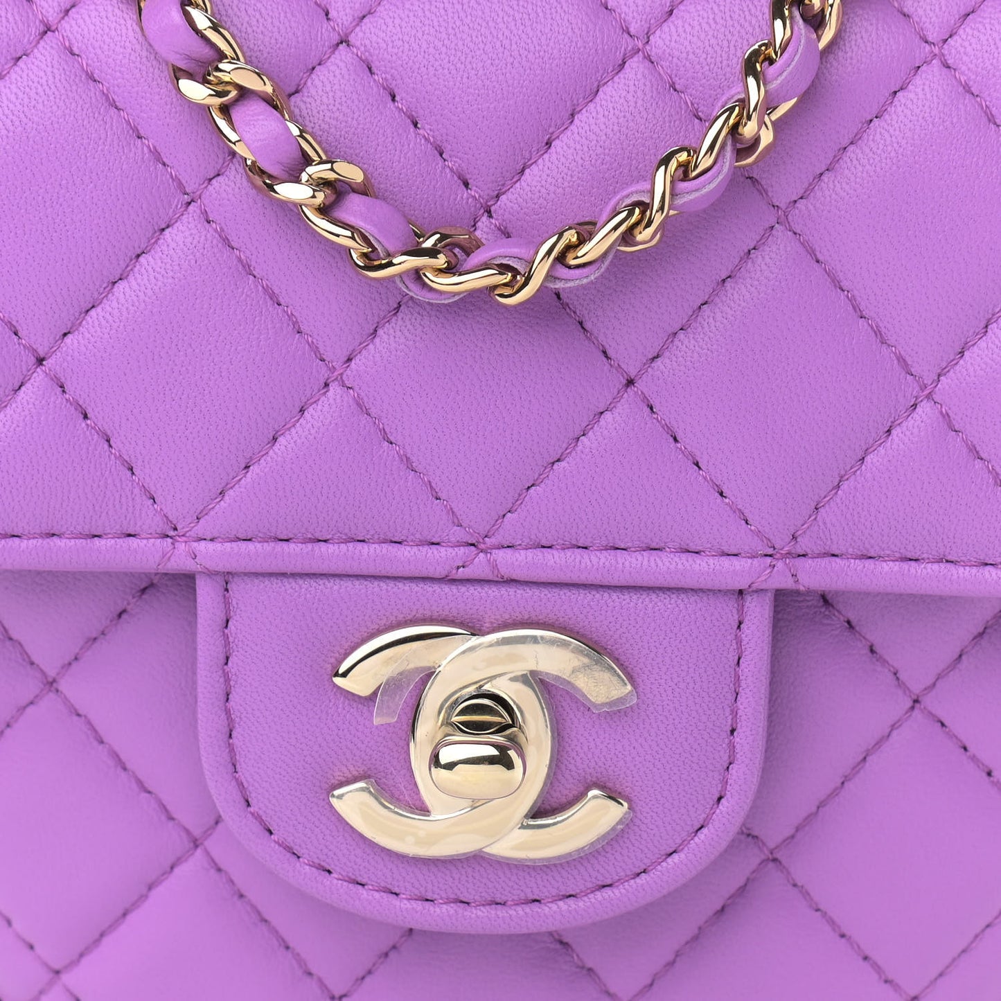 Lambskin Quilted CC In Love Heart Bag Purple