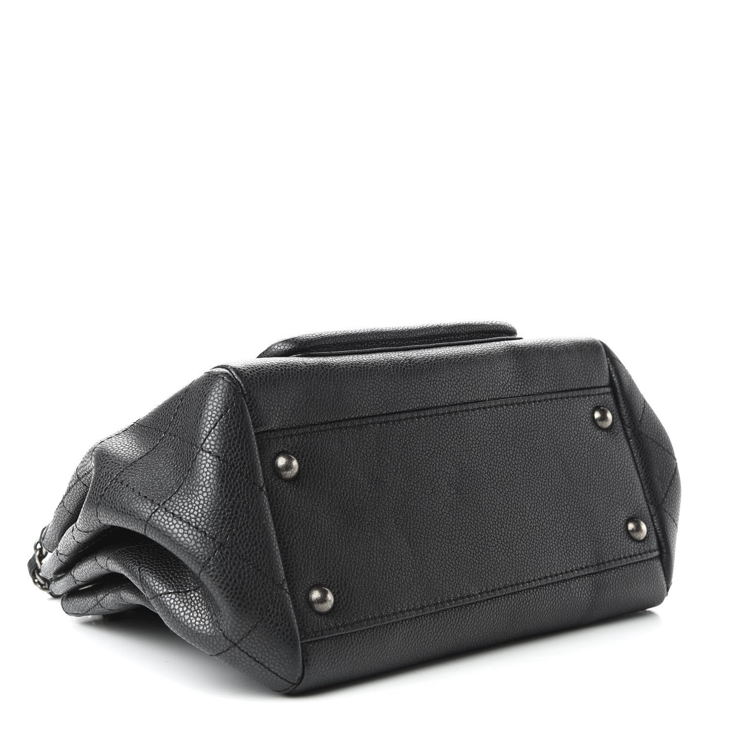 Caviar Quilted CC Accordion Shopping Bag Black