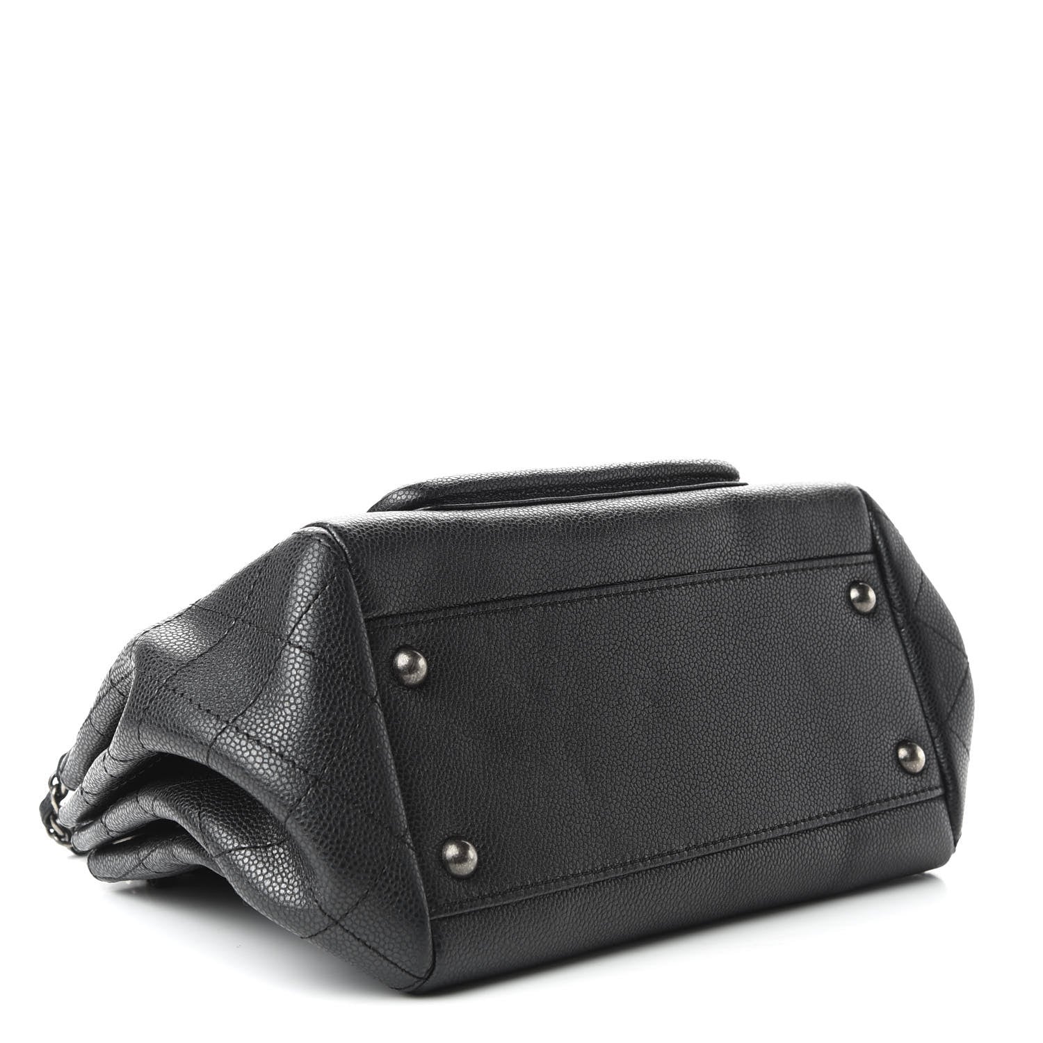 Chanel Caviar Quilted CC Accordion Shopping Bag Black 4 of 9