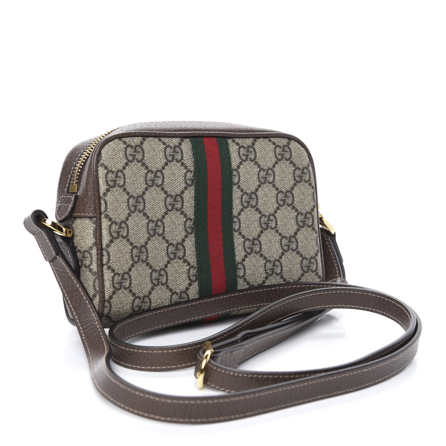 Gucci GG Supreme Monogram Web Mini Ophidia Shoulder Bag Brown 2 of 11