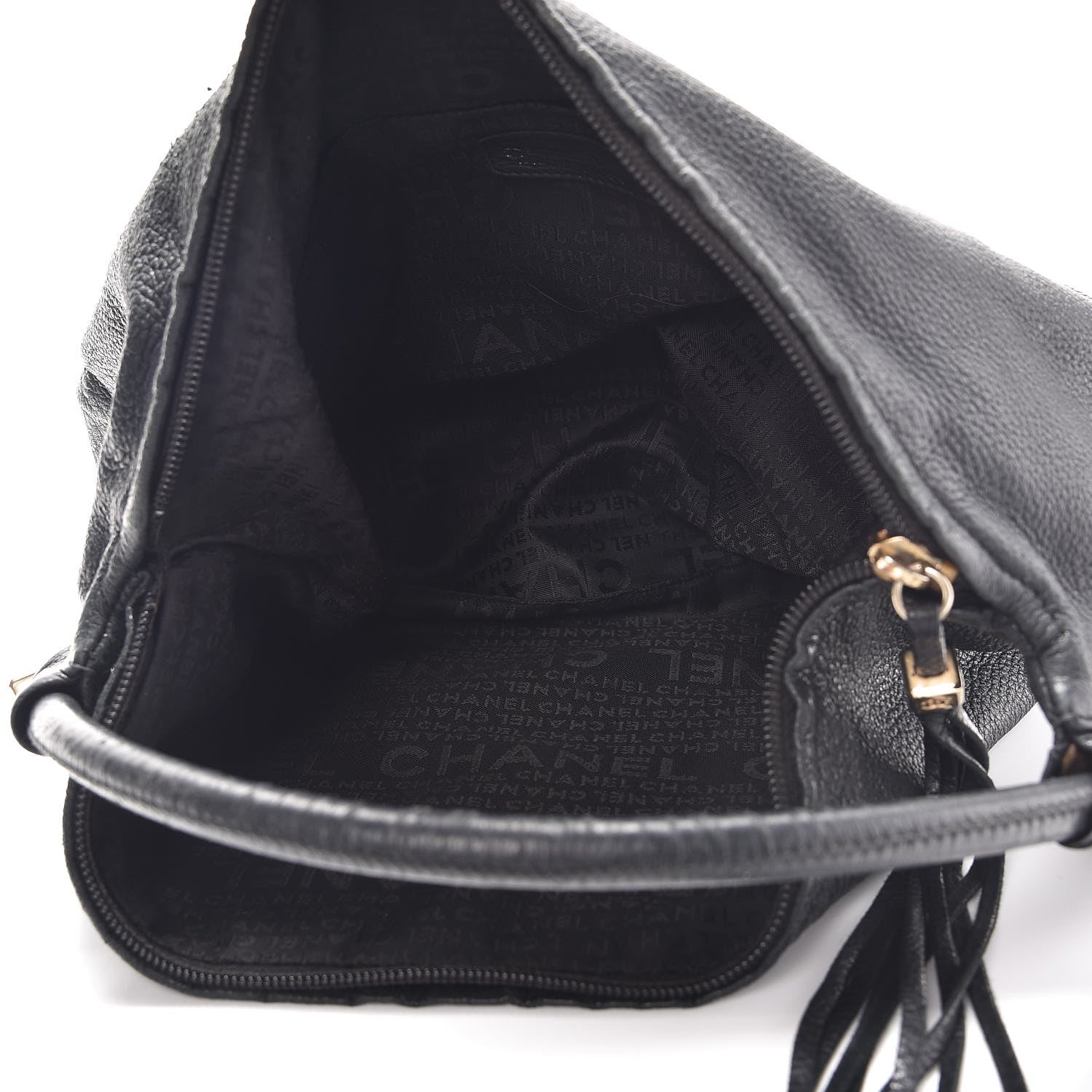 Chanel Grained Calfskin Tassel Hobo Black 5 of 12