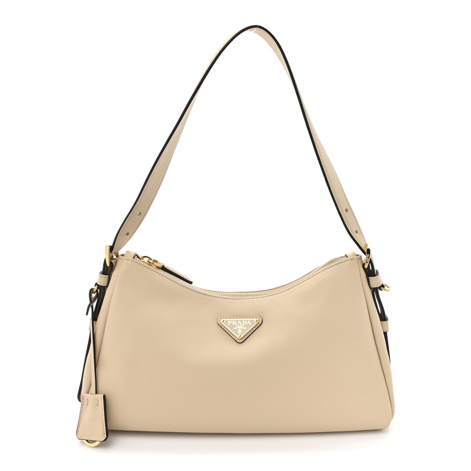Prada Soft Calfskin Medium Aimee Shoulder Bag Travertine 1 of 23