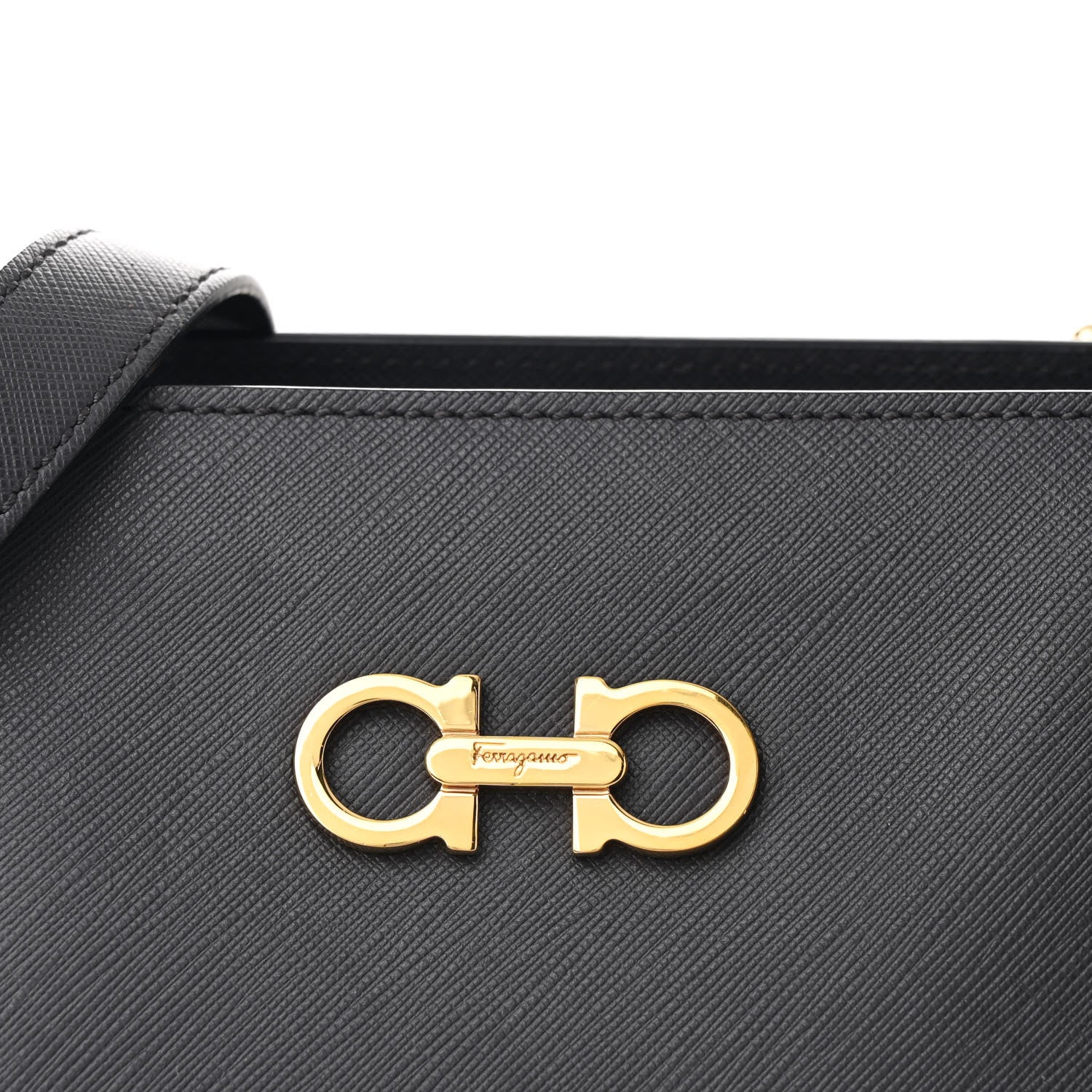 Salvatore Ferragamo Saffiano Large Beky Tote Gray 9 of 12