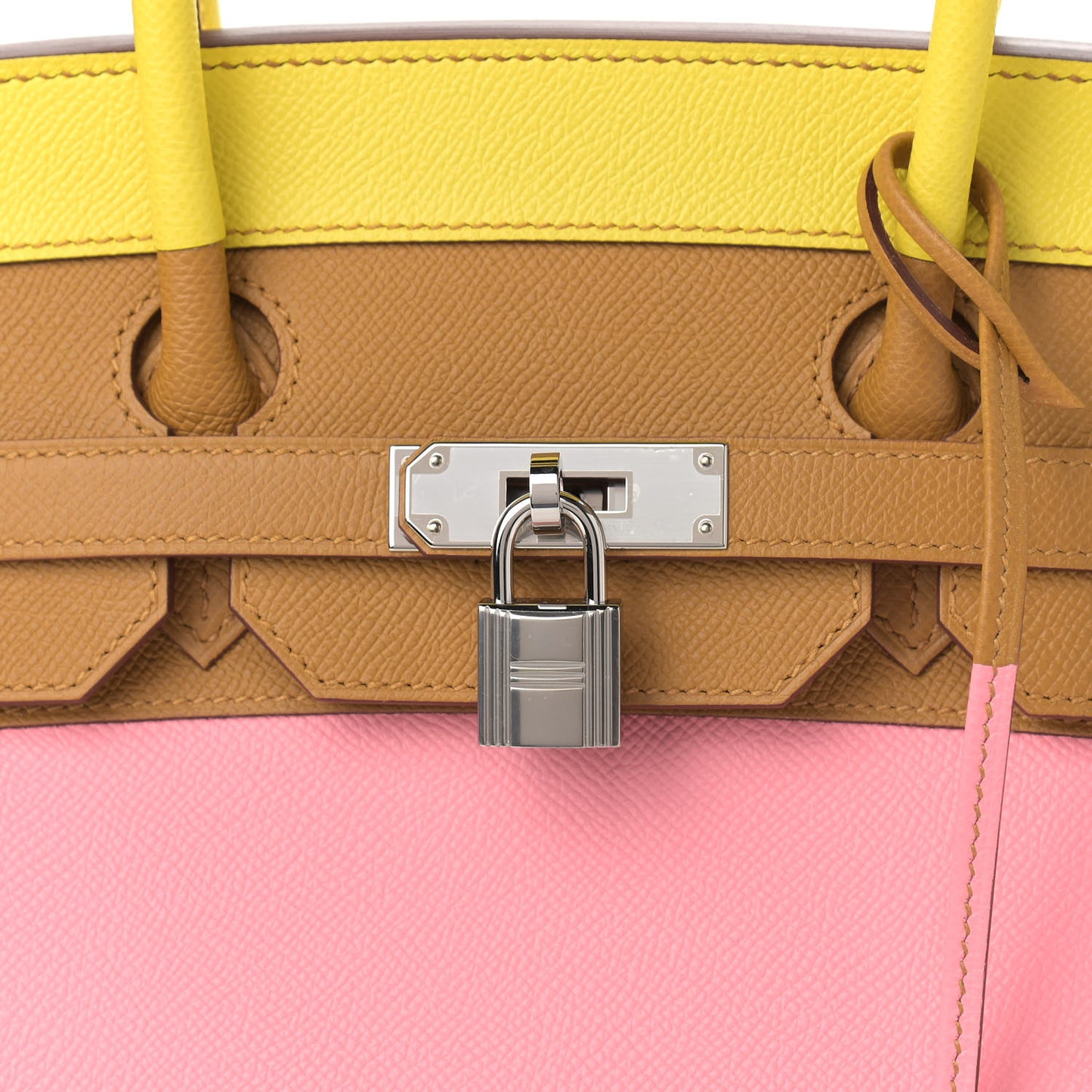 Epsom Sunrise Birkin Sellier 35 Lime Sesame Rose Confetti Terre Battue