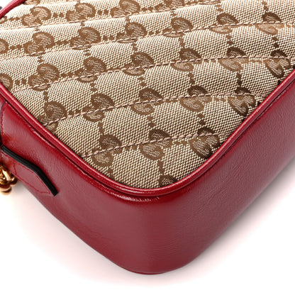Gucci Monogram Azalea Calfskin Matelasse Diagonal Small GG Marmont Chain Shoulder Bag Beige Ebony New Cherry Red 10 of 12
