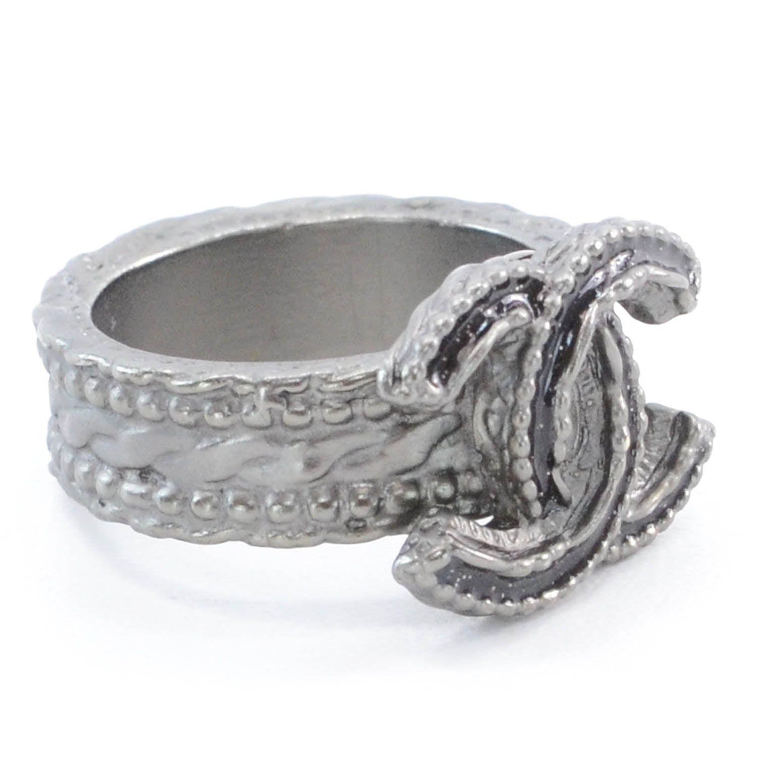 Chanel Metal Glitter Enamel CC Ring 6 2 of 5