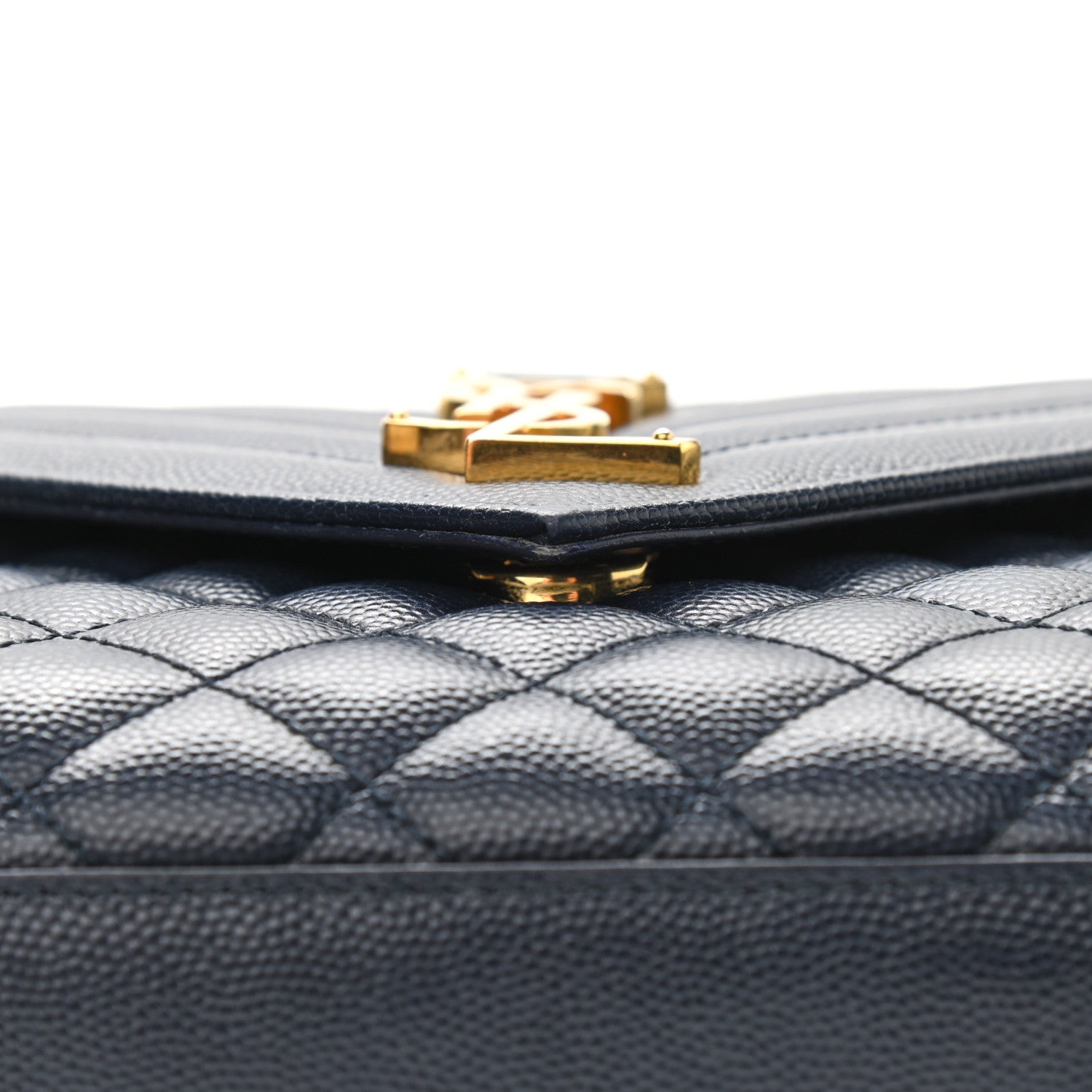 Saint Laurent Grain De Poudre Textured Mixed Matelasse Triquilt Medium Monogram Satchel Deep Marine 14 of 15
