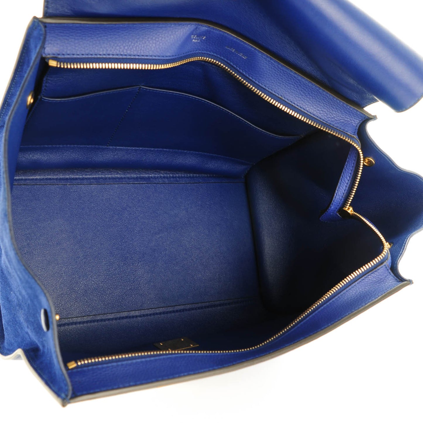 Drummed Calfskin Suede Medium Trapeze Indigo