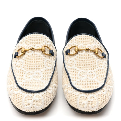 Gucci Canvas Nappa Monogram Jumbo GG Horsebit Womens Jordaan Loafers 35.5 Beige Royale 2 of 9