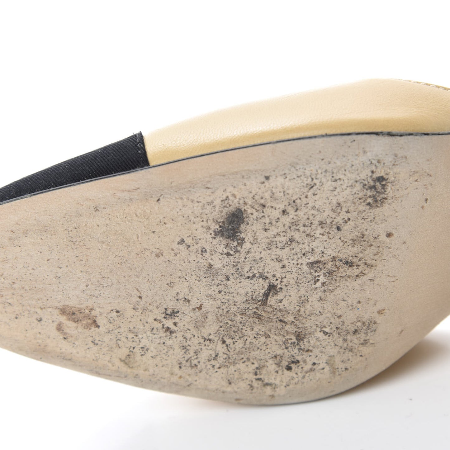 Goatskin Grosgrain Cap Toe CC Slingback Pumps 37 Beige Black