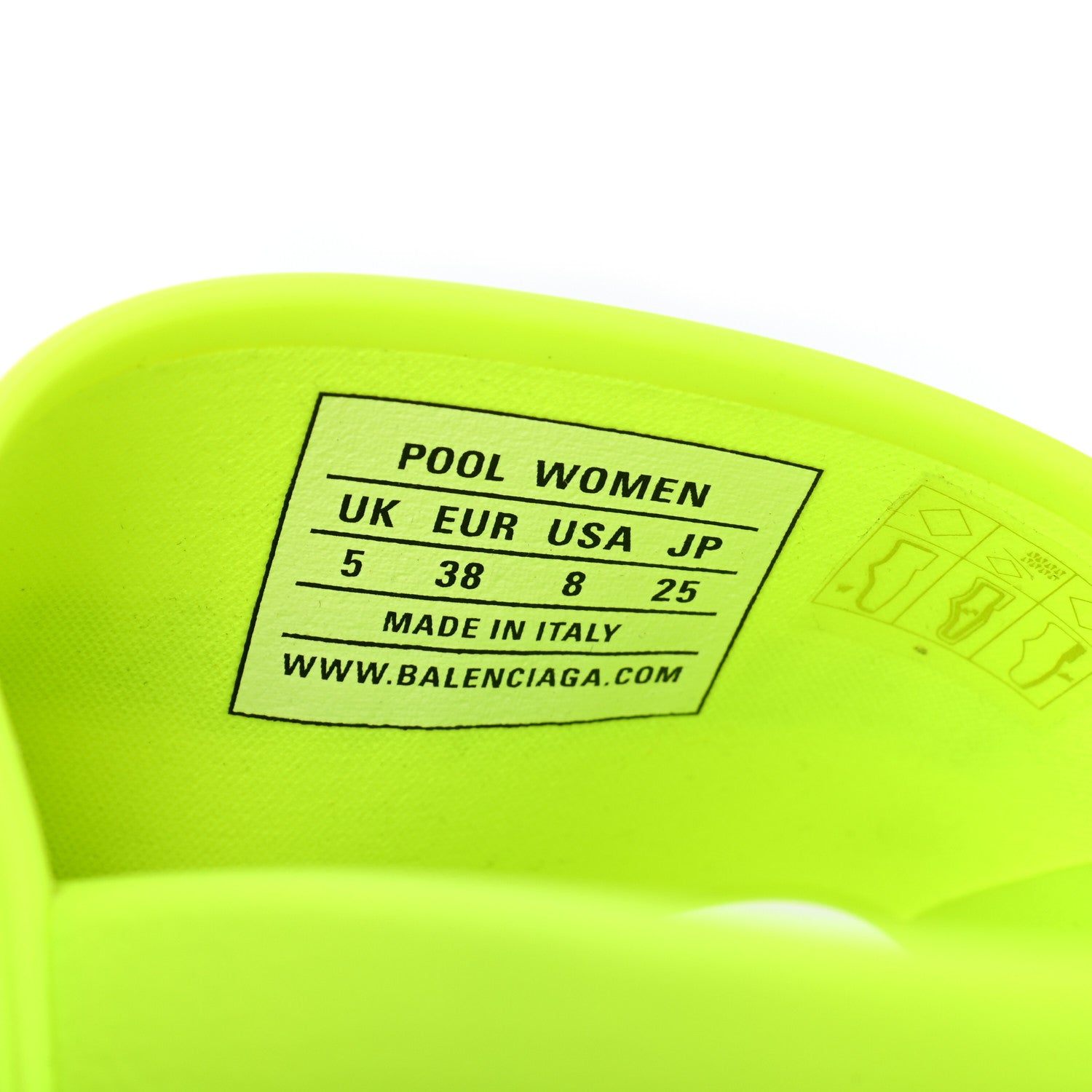 Balenciaga PVC Logo Womens Pool Slide Sandals 38 Jaune Fluo 6 of 6