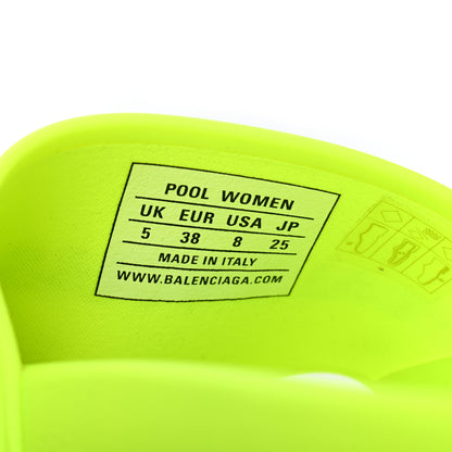 Balenciaga PVC Logo Womens Pool Slide Sandals 38 Jaune Fluo 6 of 6