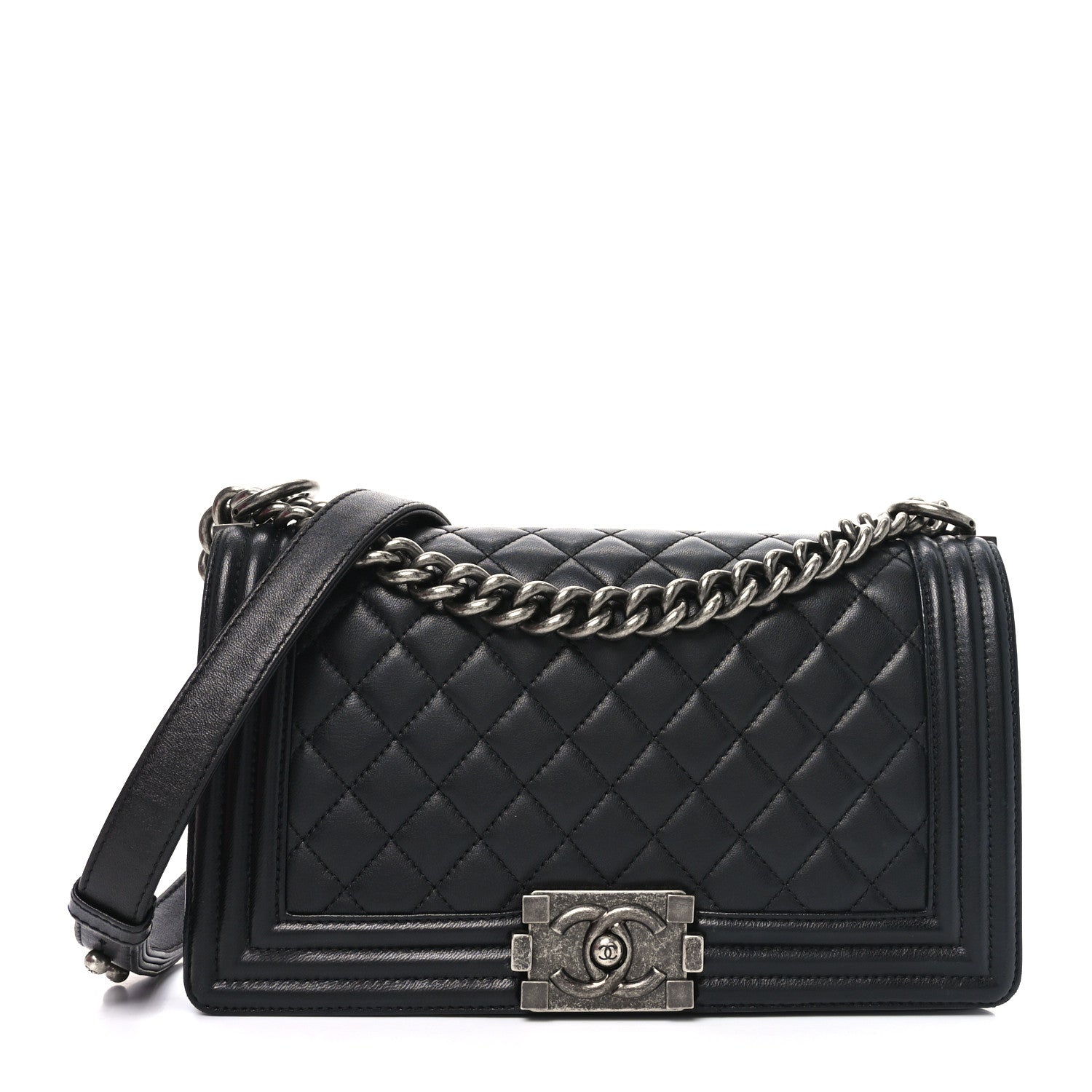 Chanel Lambskin Quilted Medium Boy Flap Black 1 of 10