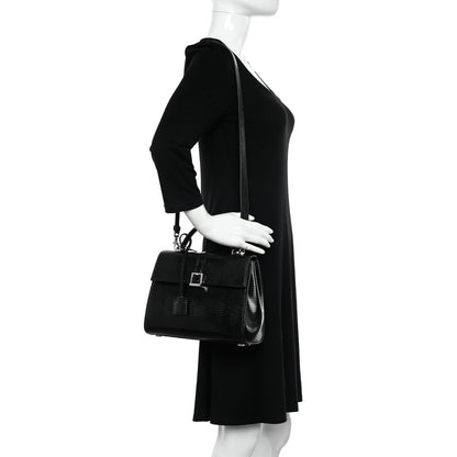 Saint Laurent Lizard Le Fermoir Top Handle Bag Small Black 2 of 9