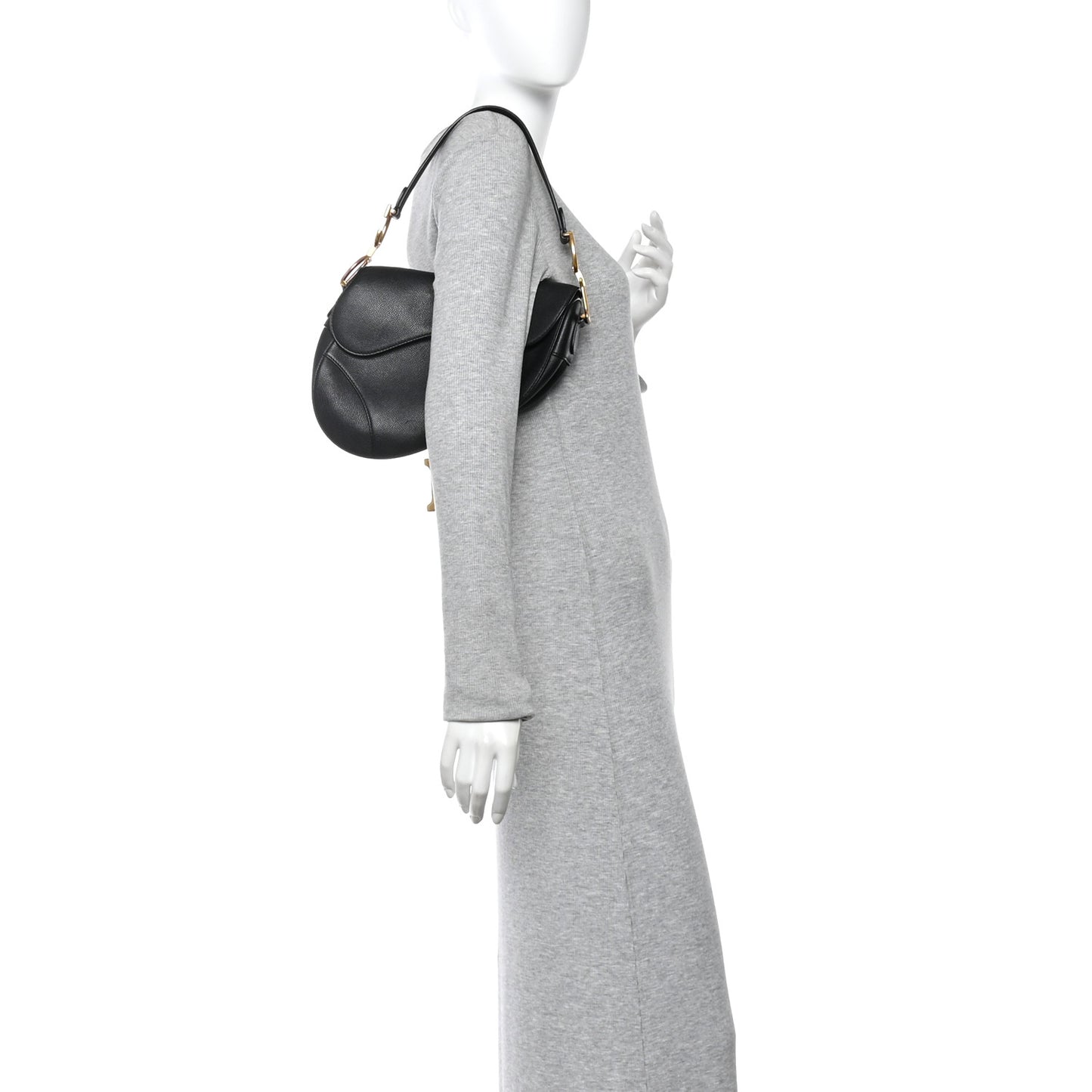 Grained Calfskin Saddle Bag Black