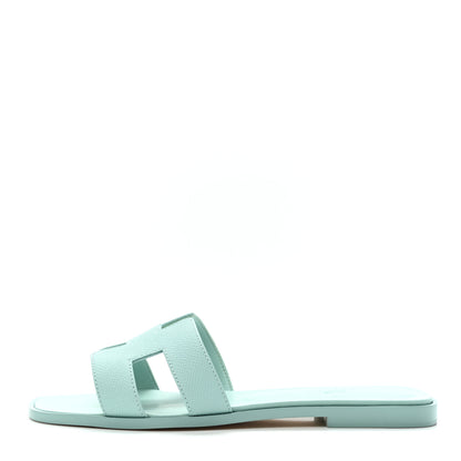 Hermes Epsom Oran Sandals 38 Vert Embrun 1 of 9
