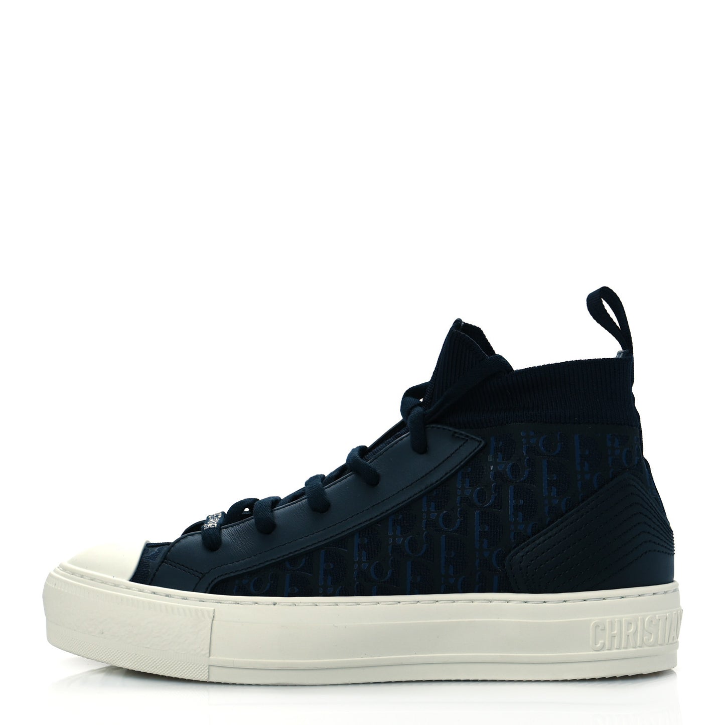 Technical Canvas Mesh Calfskin Womens Oblique Walk'n Dior High Top Sneakers 36.5 Deep Blue