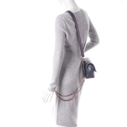 Chanel Iridescent Goatskin Quilted Small Double Carry Waist Chain Flap Purple 3 of 8