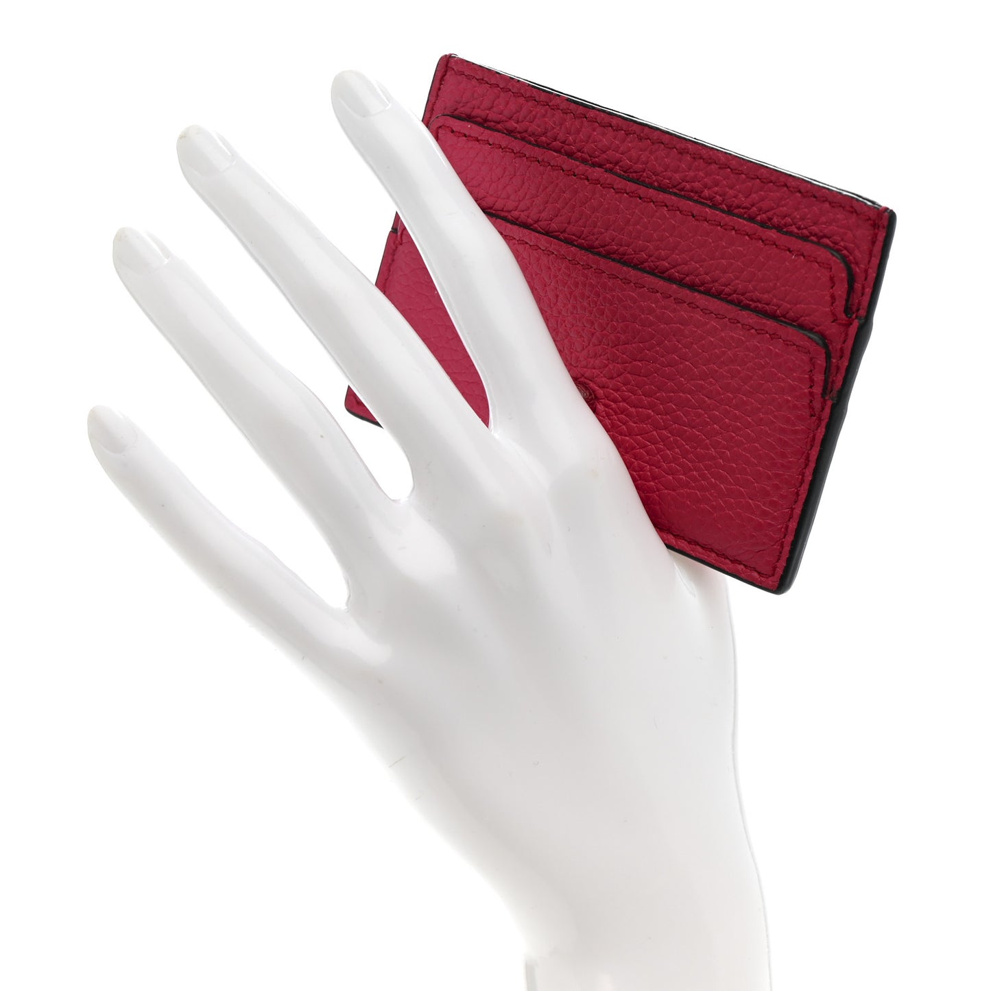 Calfskin Skull Card Holder Pink