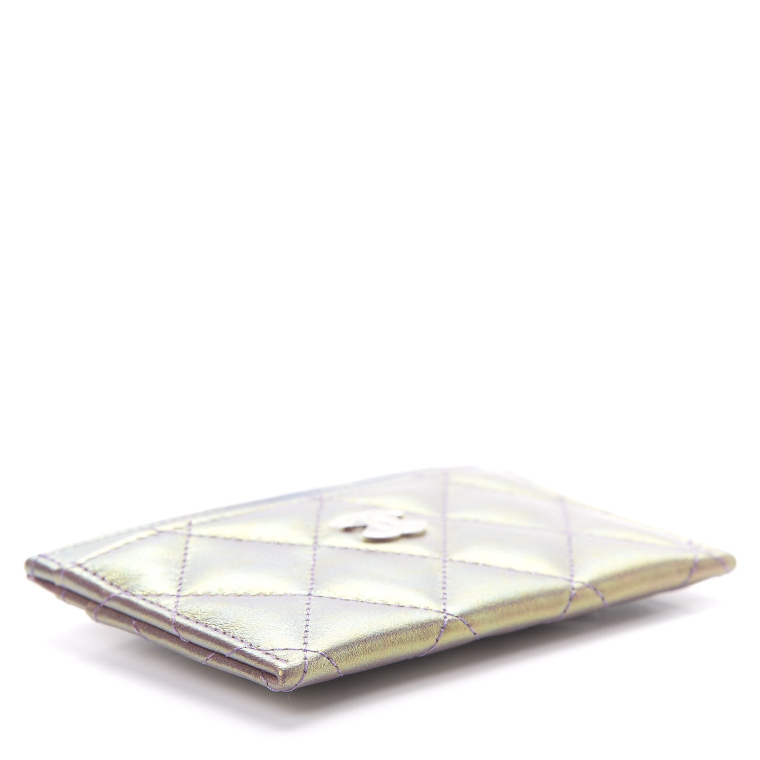 Chanel Iridescent Lambskin Quilted Card Holder Purple 4 of 9