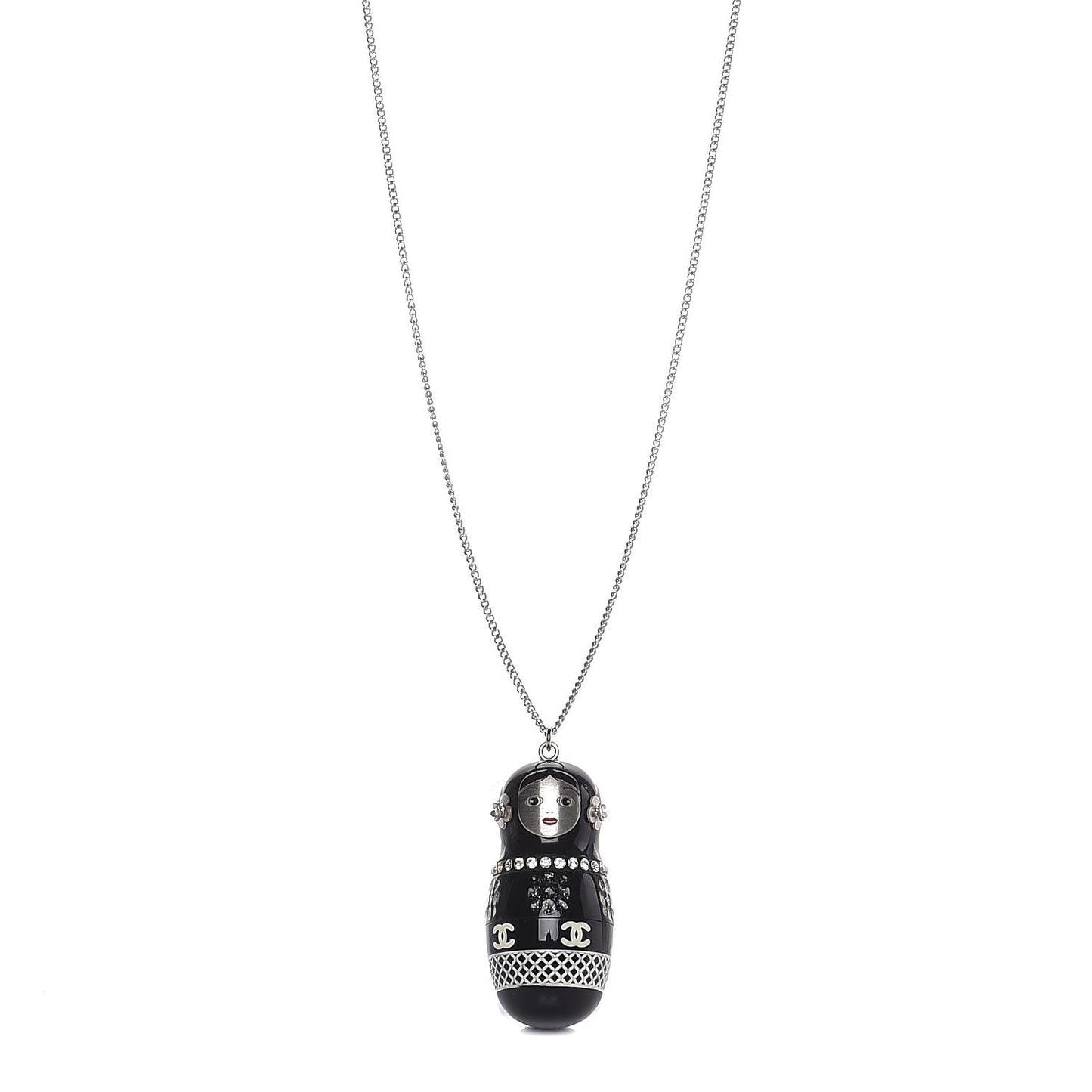 Resin Matryoshka Russian Doll Necklace Black